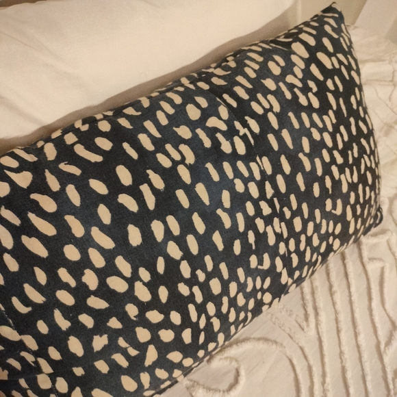 Navy Blue and White Boho Speckled Cushion - Picture 8 of 16